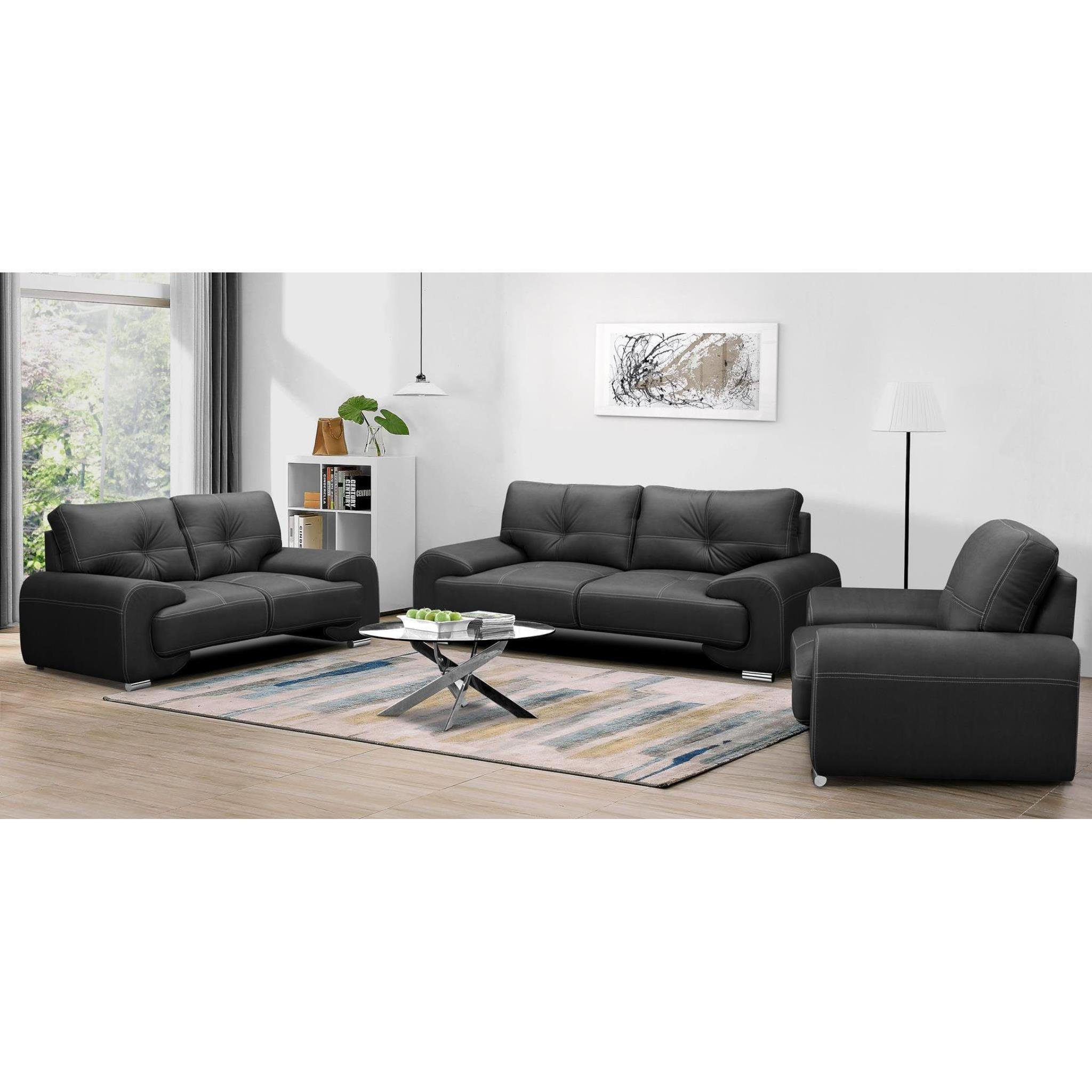 Sessel Schwarz 99) Nähten, (Relaxsessel Beautysofa Maxime Kunstleder (vega dekorativen mit Wellenunterfederung, im mit Design), lux modernes