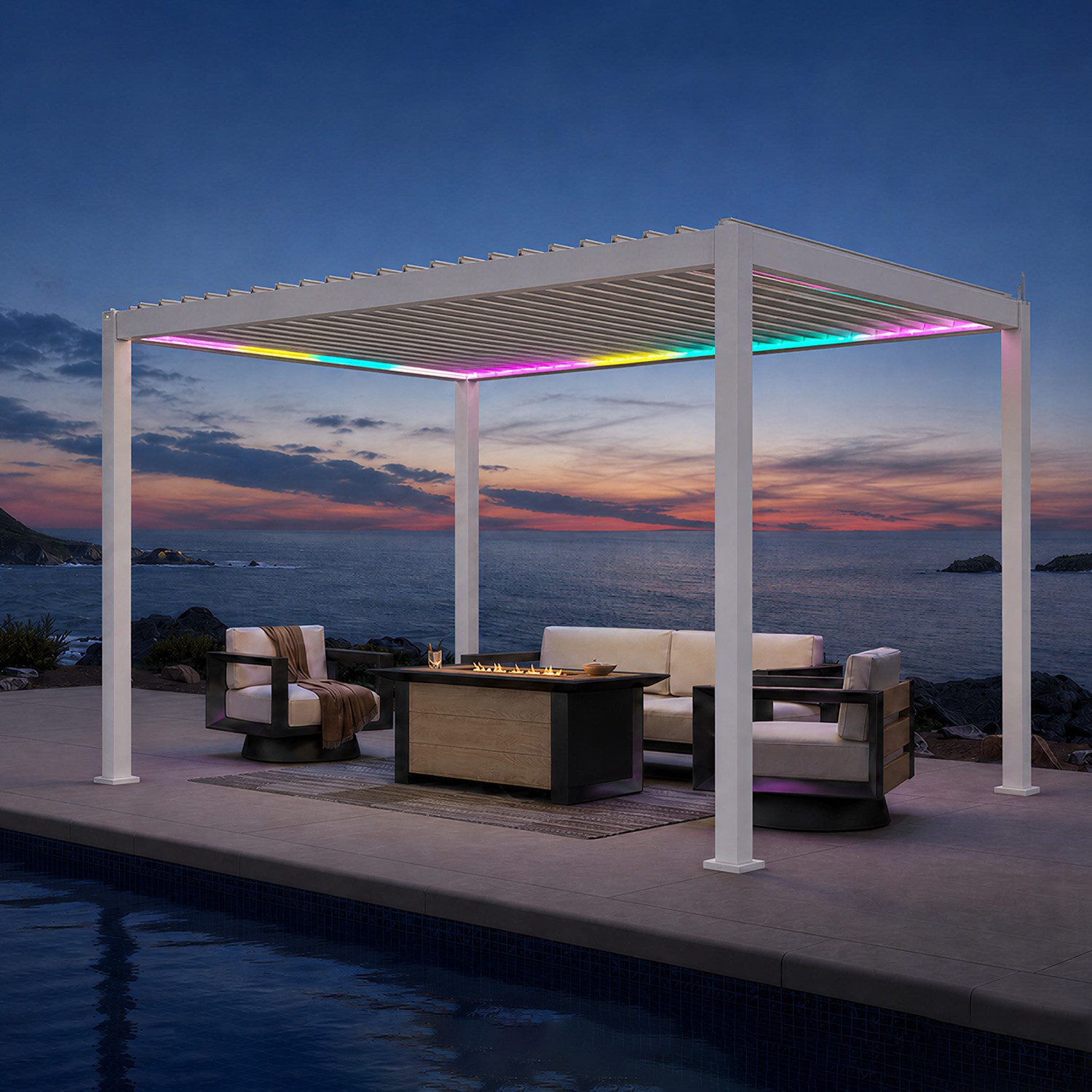 Mirador Pergola 111DA Elektrische Pergola mit Lamellendach, BxTxH: 300x400x250 cm, (Packung, 1-tlg), LED-Beleuchtung und App-Steuerung