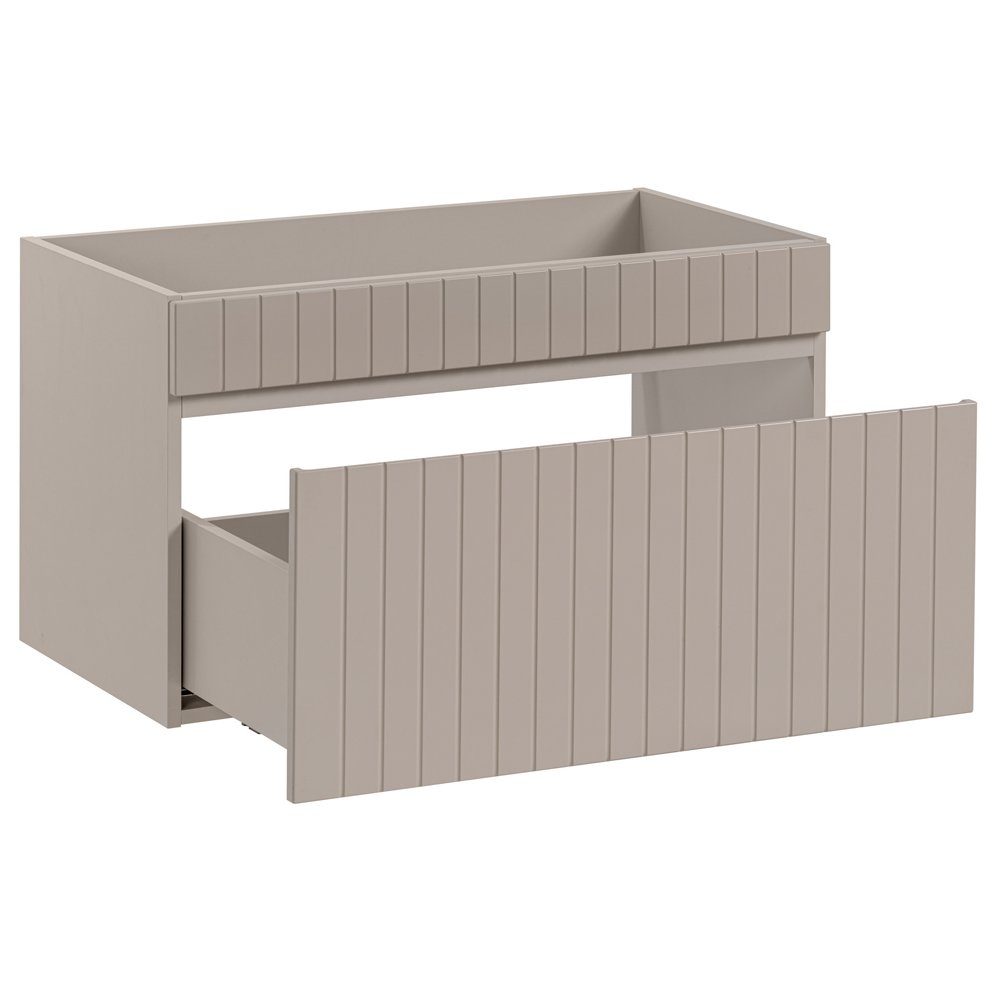 Softclose, 1 Kaschmir, Waschbeckenunterschrank mit Auszug IRAKLIO-56-CASHMERE 80 cm Lomadox Rillen breit Design,