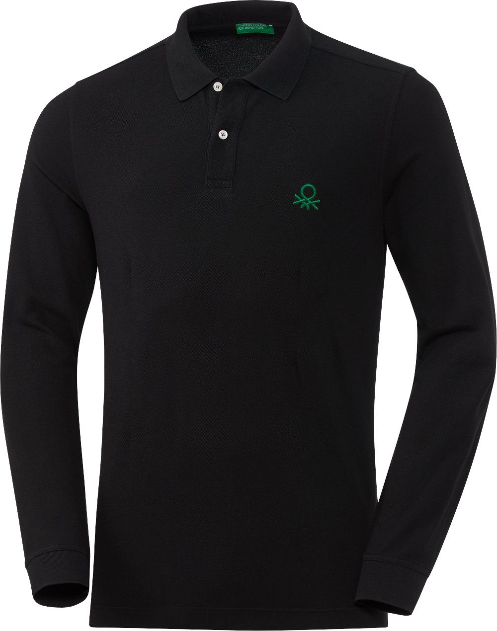 United Colors of schwarz Benetton Langarm-Poloshirt aus Baumwolle