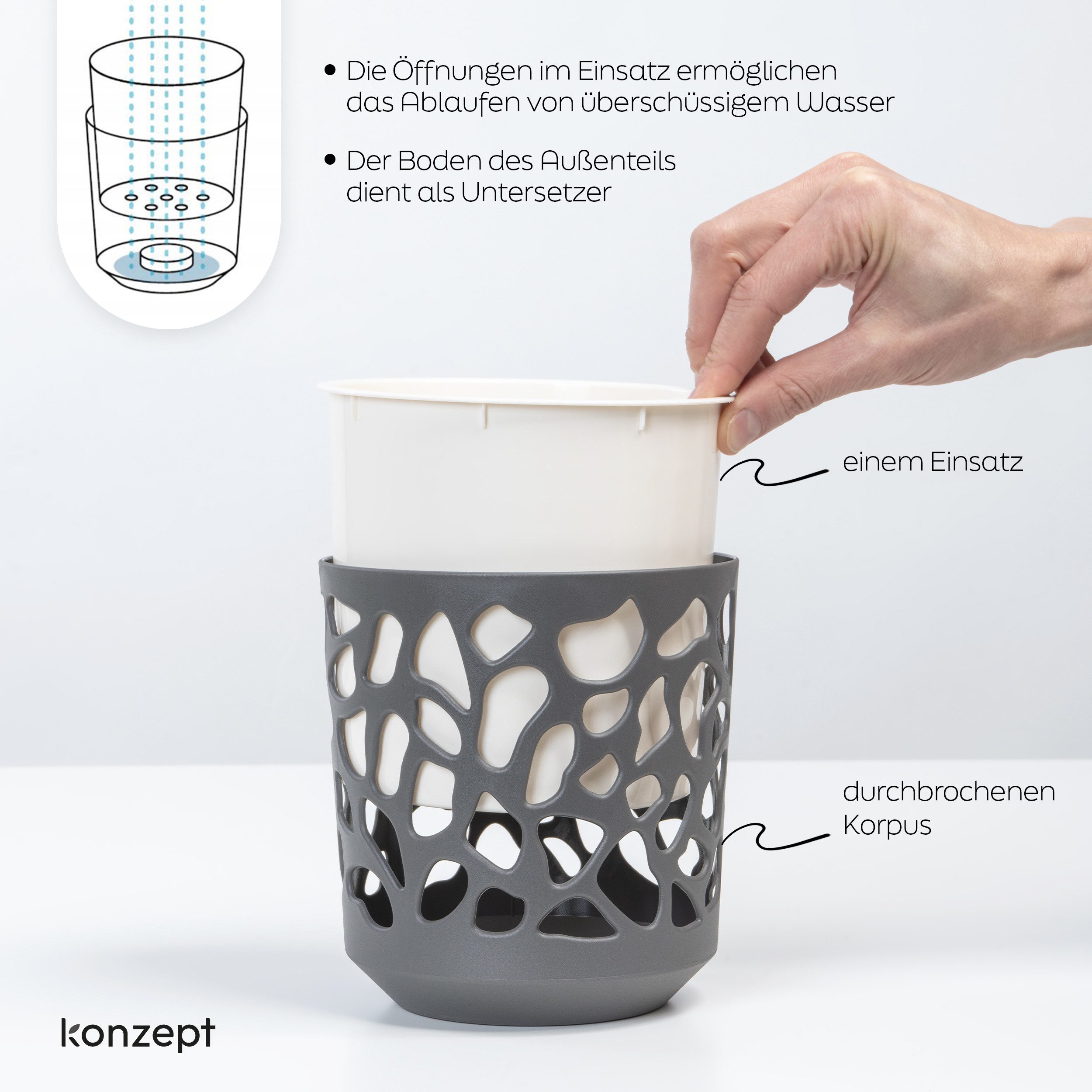 KONZEPT Blumentopf 3er Set Blumentopf klein, günstig online kaufen