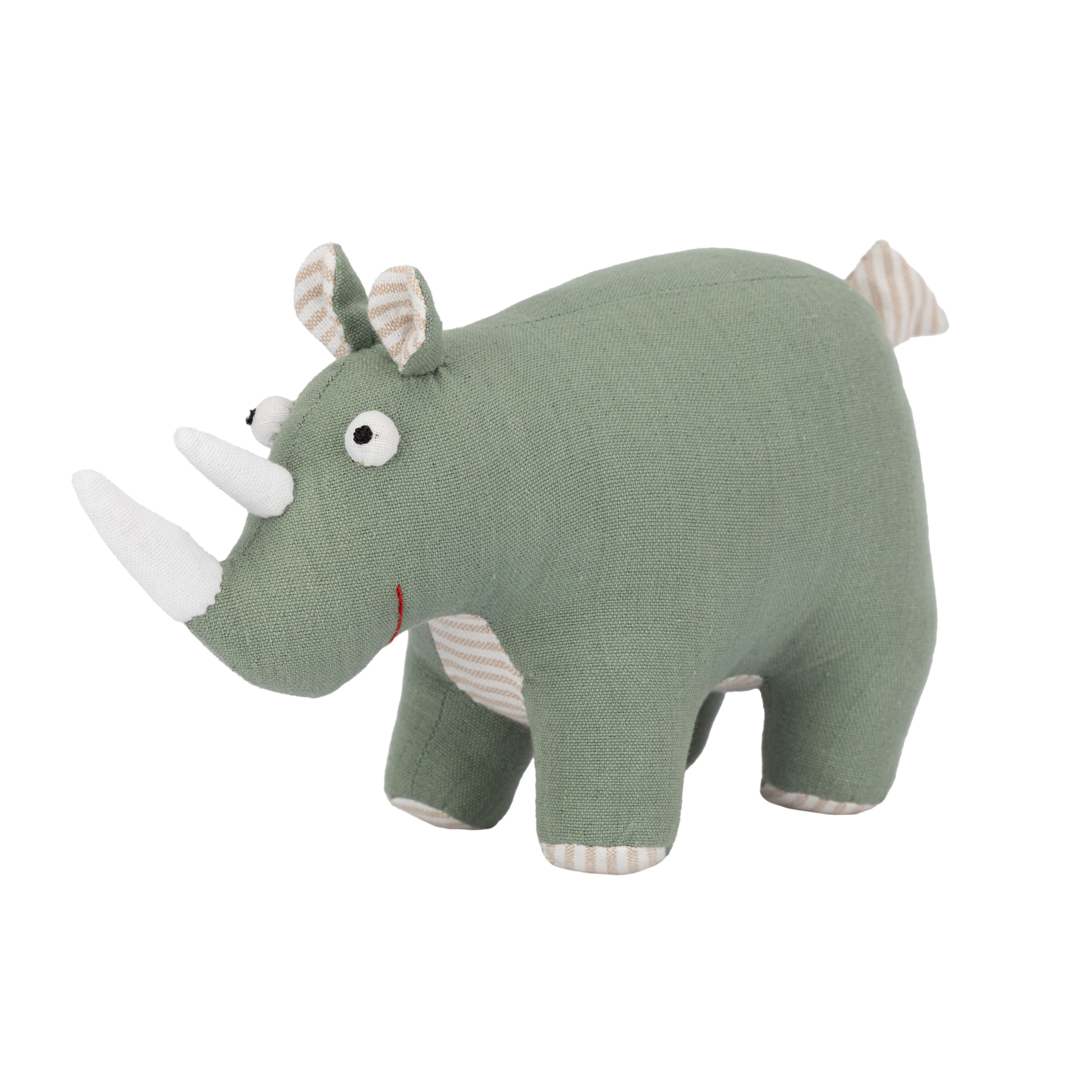 El Puente Kuscheltier Stofftier Nashorn aus Baumwolle in Grau, Handmade, Handmade