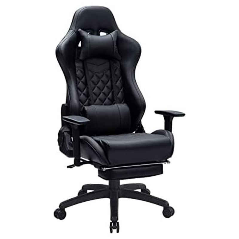 JOEAIS Gaming-Stuhl Gaming Stuhl Gaming Chair Gaming Sessel pc Stuhl Ergonomischer Stuhl (mit Wippfunktion, Höhenverstellbar, Massage Lendenkissen, 155), mit Fußstützen 180 kg Belastbarkeit Massagefunktion