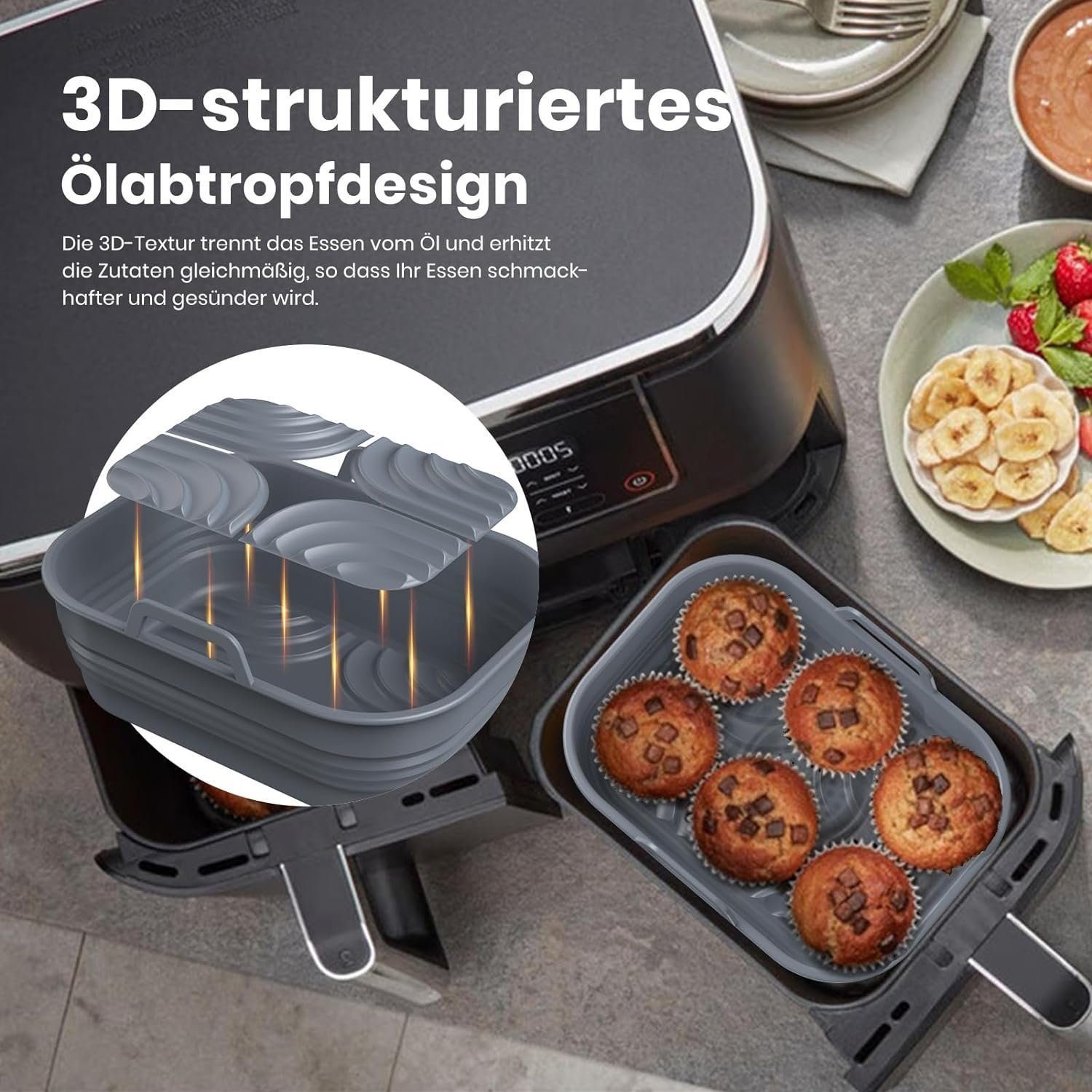 MOPUEA Brotbackform Silikonform Wiederverwendbares Silikon-Backblech 4 Stück, (Platzsparend und vielseitig einsetzbar 4-tlg), Umweltfreundliche Materialien für Ihre Sicherheit