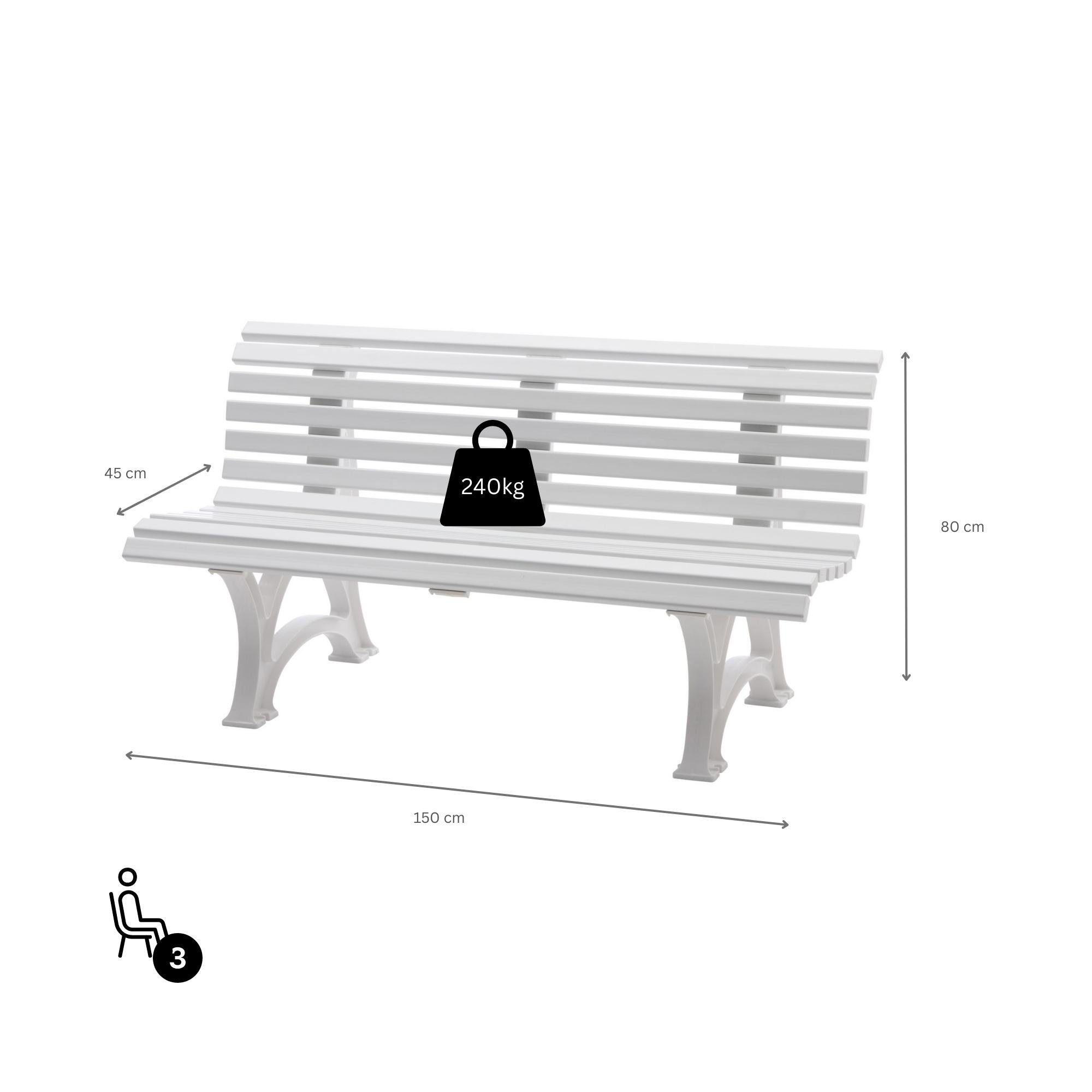 PROREGAL® Gartenbank Gartenbank Jamaika, 3-Sitzer, Weiß, günstig online kaufen
