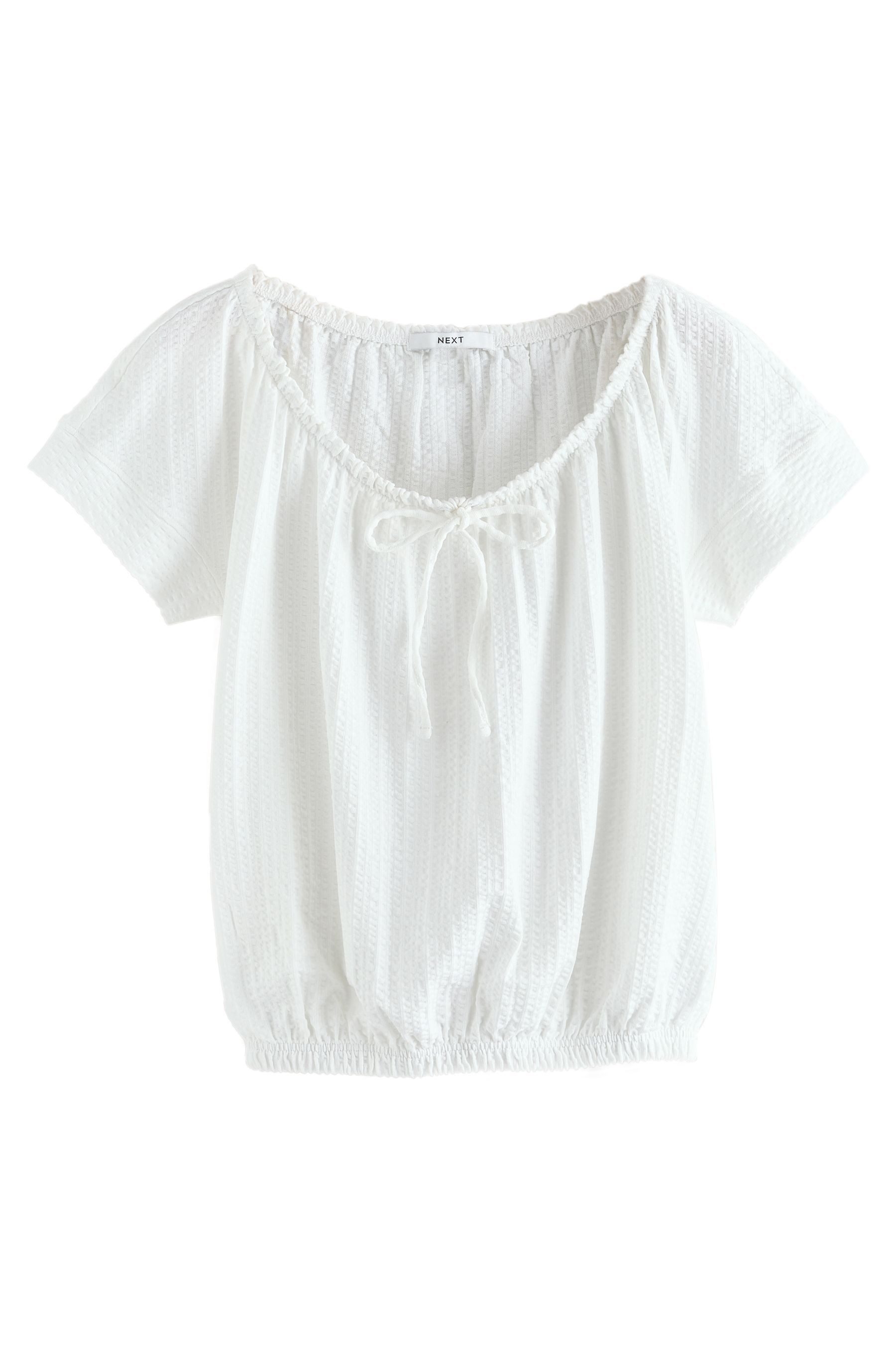 T-Shirt T-Shirt mit U-Ausschnitt und Ballonsaum