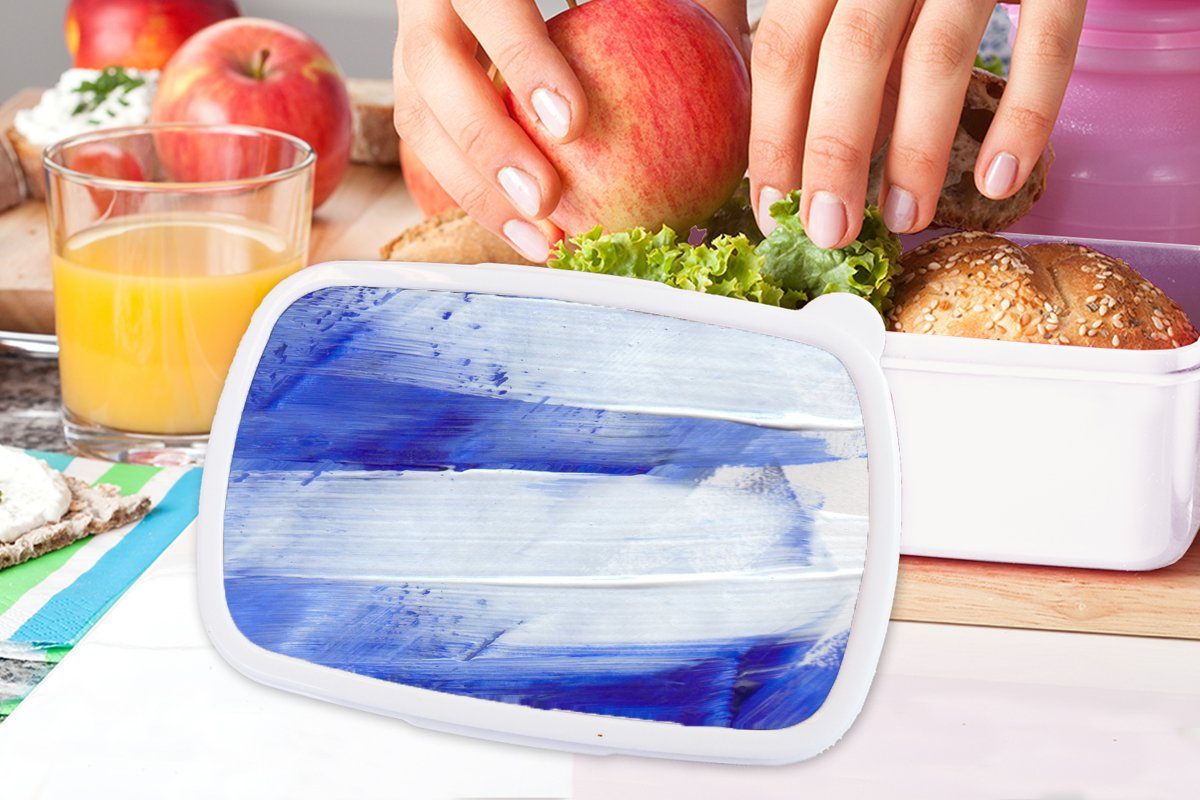 MuchoWow Lunchbox Farbe - Design Kunststoff, (2-tlg), und für Mädchen - und Brotbox Erwachsene, weiß Brotdose, Jungs für Blau, Kinder