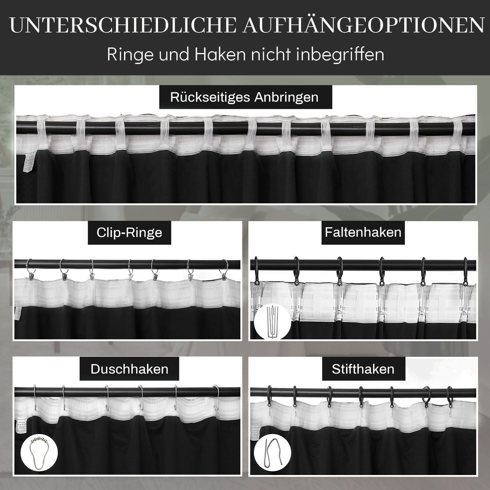 BTTO V&G Vorhang Samt Kräuselband, Vorhang Blickdicht, Golddruck Gardinen, 2er Set (2 St), 85%-95% Verdunklungsvorhänge,Thermovorhang – Bild 4 von 5