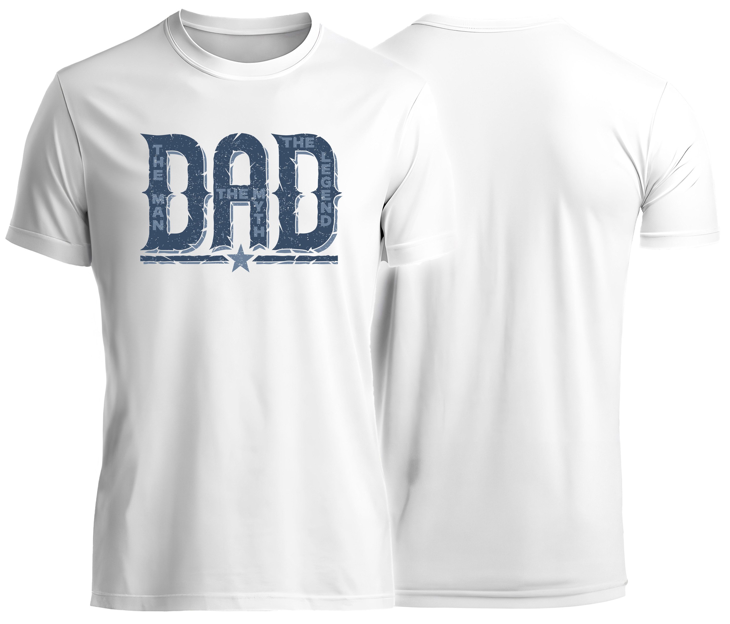 MyDesign24 T-Shirt Dad - The Myth the legend Vatertag T-Shirt weiss kurzarm Regular Fit i839