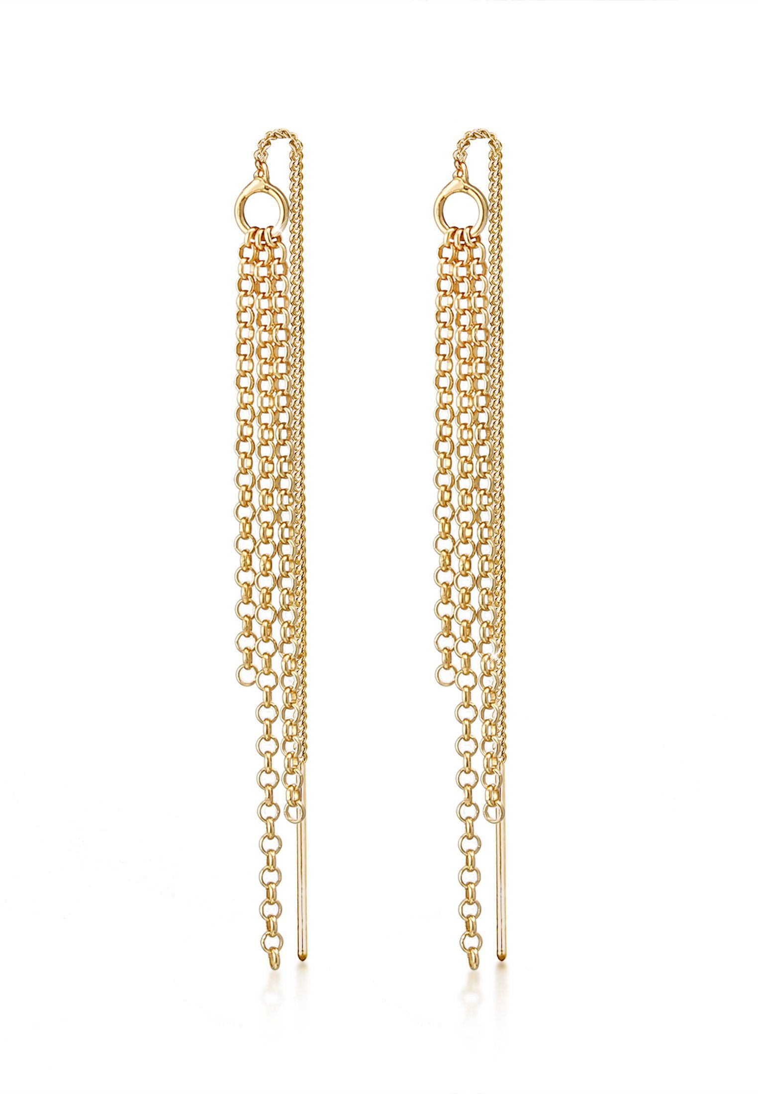Elli Paar Ohrhänger Durchzieher Ketten Style Elegant 925 Silber Gold
