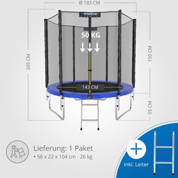 Kinetic Sports Gartentrampolin SALTO, Ø 183 cm, mit Sicherheitsnetz, TÜV Rheinland GS-geprüft