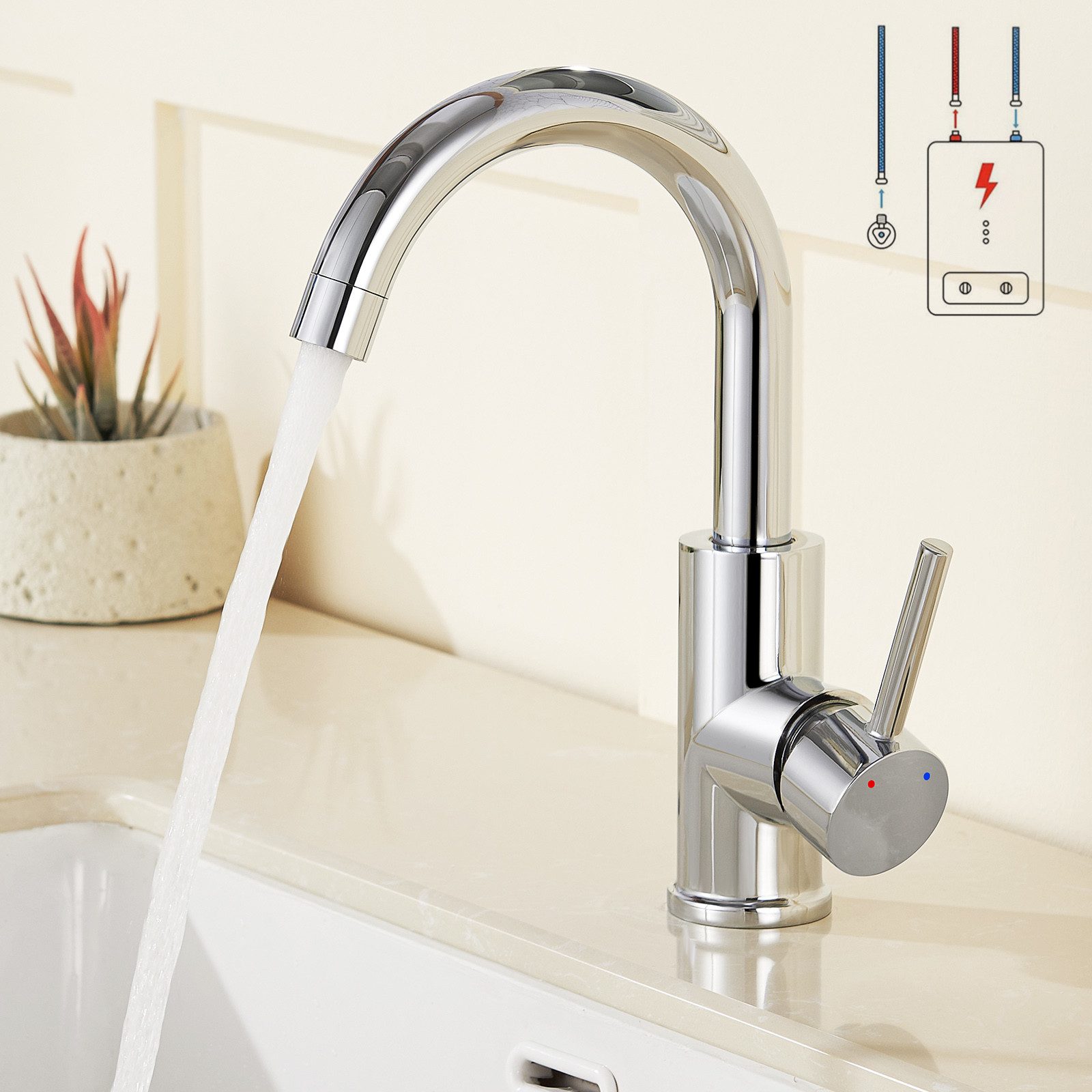 Auralum Max Waschtischarmatur 360° Niederdruck Wasserhahn günstig online kaufen
