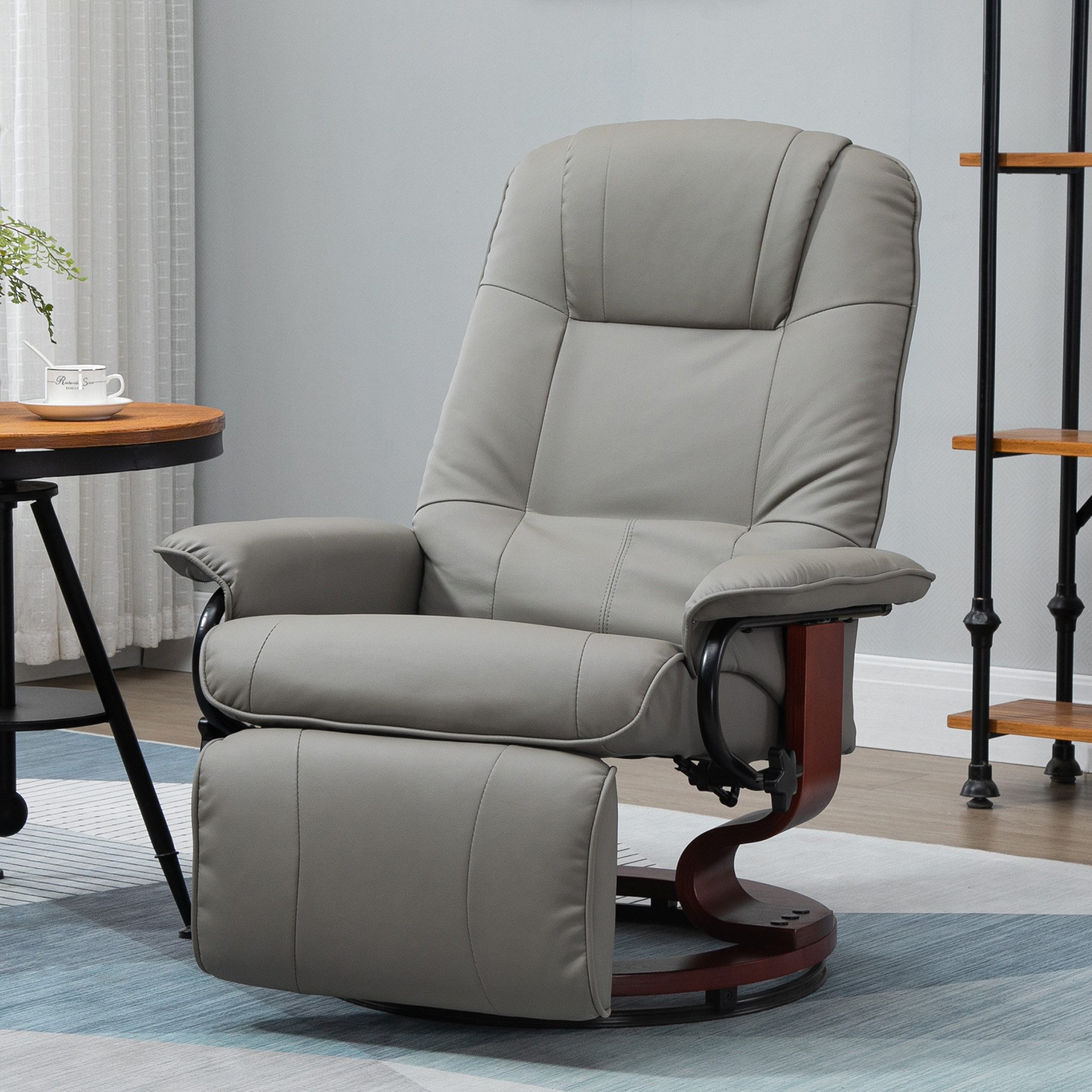 HOMCOM Relaxsessel Fernsehsessel mit Verstellbar Rückenlehne, Fußstütze (TV-Sessel, 1-St., Ruhesessel), 360° drehbar, verstellbar bis 145°, Fußstütze, Leinenoptik