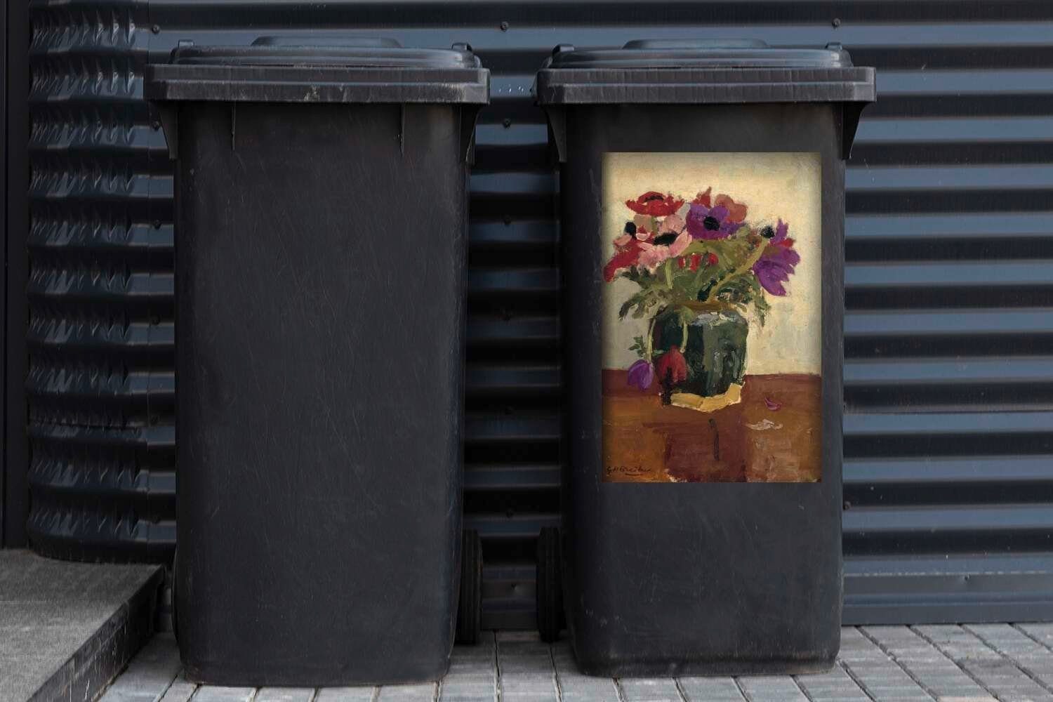 George von Sticker, Wandsticker Mülltonne, Hendrik MuchoWow Breitner - Gemälde (1 Container, St), Mülleimer-aufkleber, Abfalbehälter Anemonen Ingwerglas mit