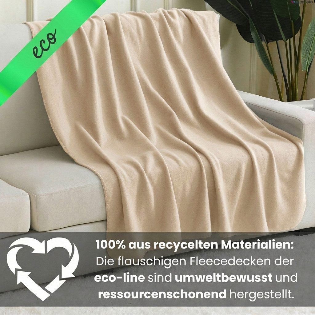 Wohndecke eco-line Fleecedecke ca. 130x160, wometo, OEKO-TEX®, 100% recyceltes Material, Antipilling