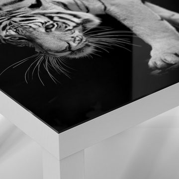 DEQORI Couchtisch 'Pirschender Tiger', Glas Beistelltisch Glastisch modern