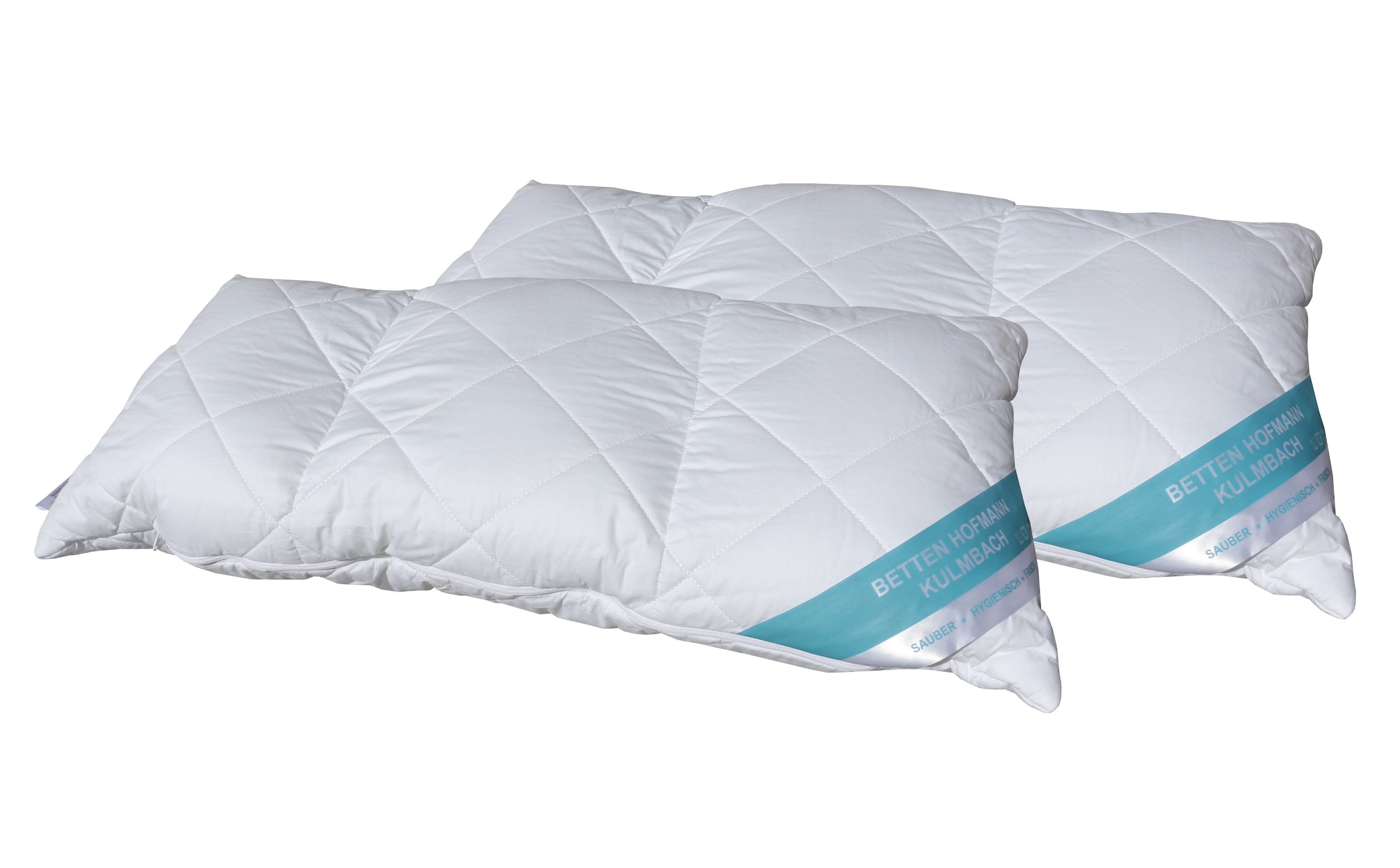 Betten Hofmann Kopfkissen 2 Stück Betten Hofmann 3-Kammer Spezialkissen 40x80cm + Reißverschluss, Füllung: 100% Hohlfaserkugel, Bezug: 100% Baumwolle, Dank individueller Anpassung für jede Schlafposition geeignet, 2-tlg., Multifunktionskissen, pflegeleicht, im Set günstiger
