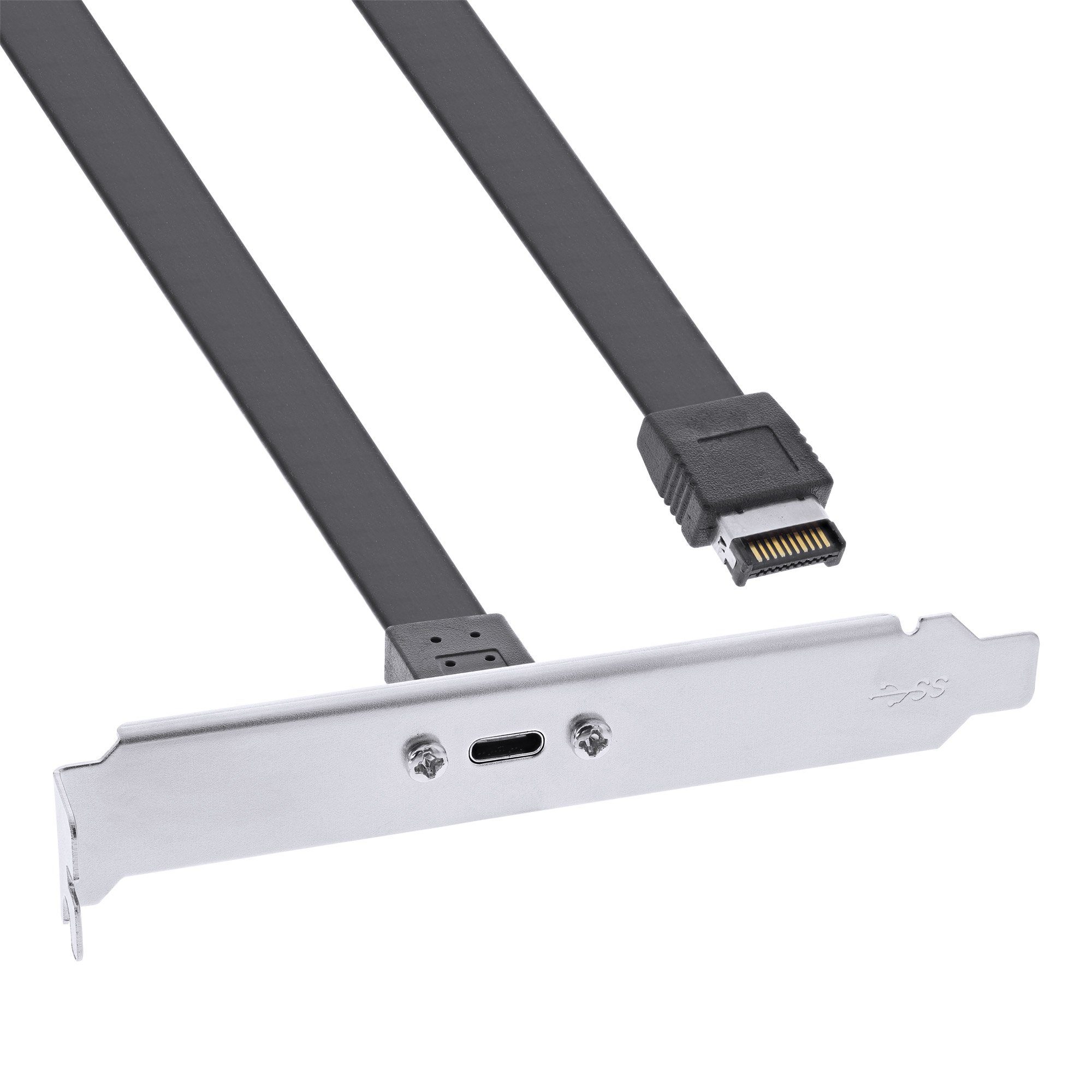 InLine® PCI Slotblende, USB-C zu USB 3.2 Frontpanel Key-A intern, 0,3m USB-Adapter