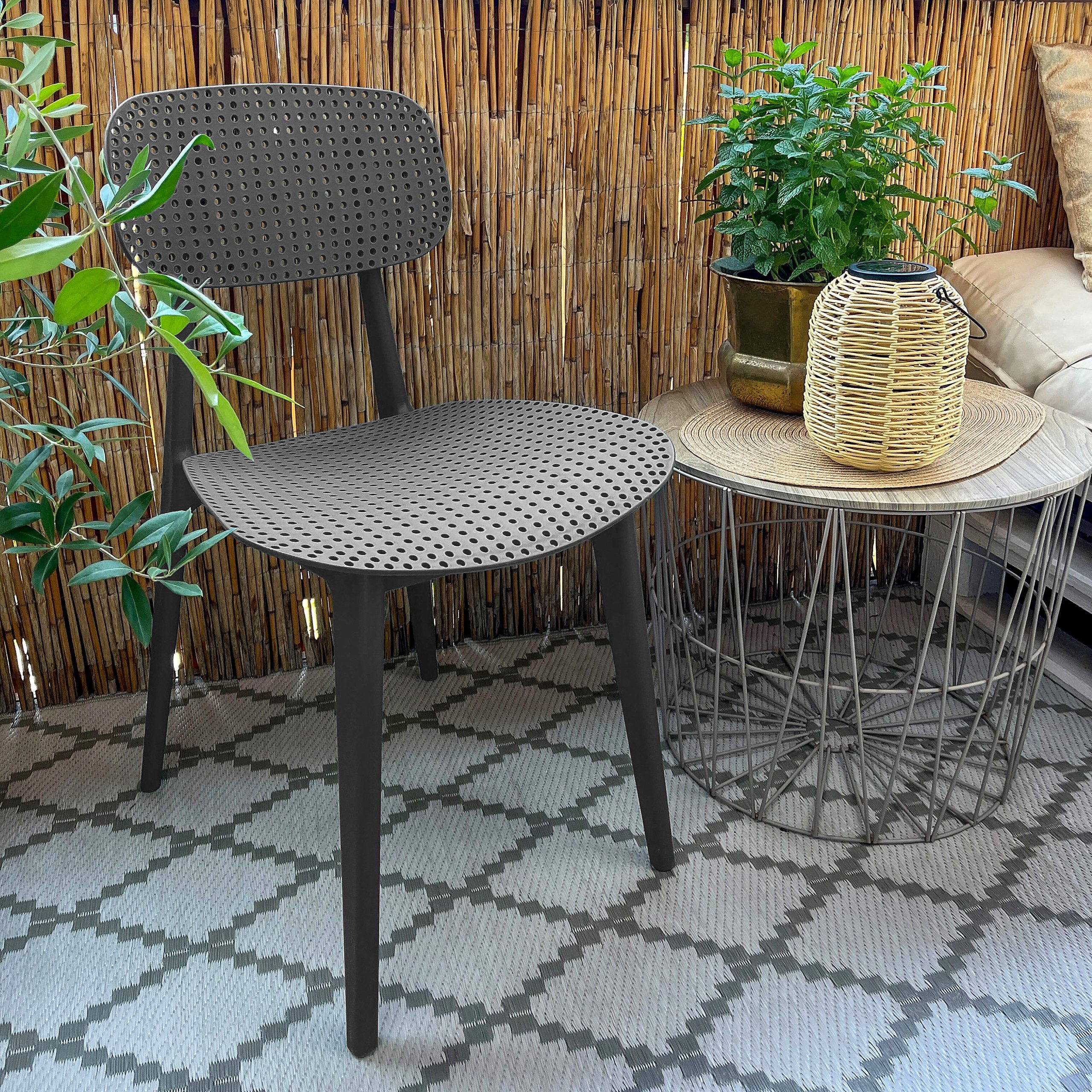 hjh OFFICE Gartenstuhl Outdoor Stuhl Artifo Hol Kunststoff ohne Armlehnen, Vierfußstuhl, Esszimmerstuhl, Stuhl stapelbar