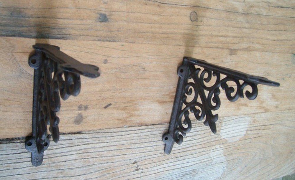 Deko-Impression Wandregalhalter Regalwinkel, 2er-Set, Regalträger, Wandkonsolen, Wandregal, Gusseisen, 2-tlg.