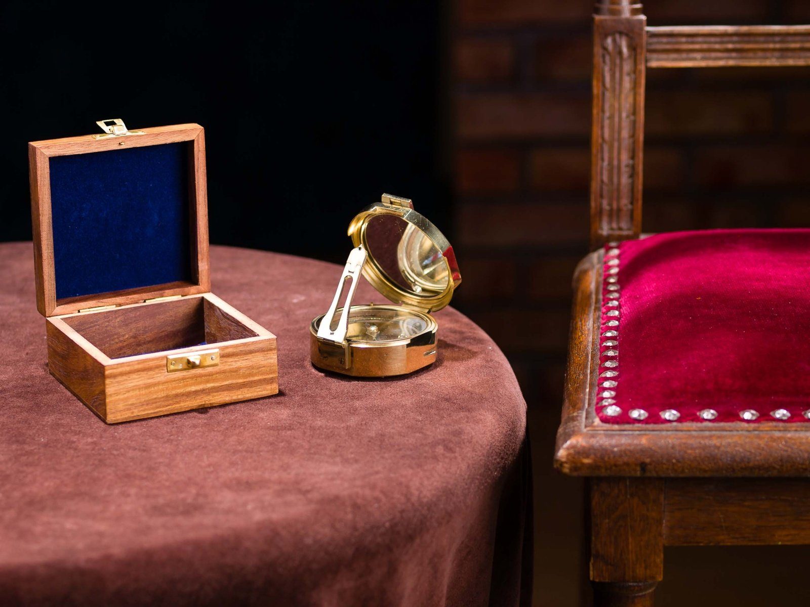 Aubaho Dekoobjekt Kompass Maritim Schiff Dekoration Navigation Messing mit Holzbox und S