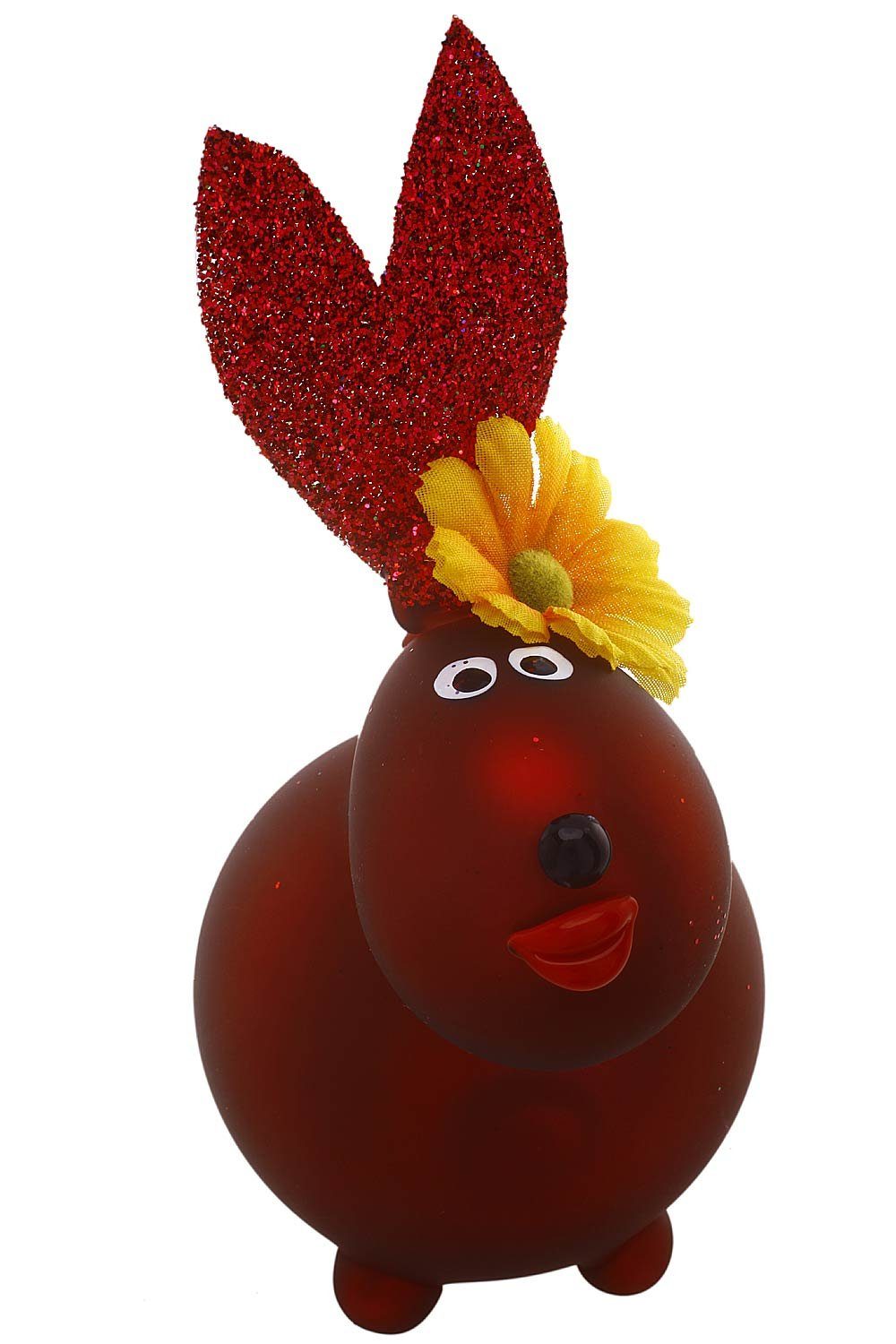 Hamburger Weihnachtskontor Osterhase Hase dunkelrot matt (1-tlg), mundgeblasen - handdekoriert