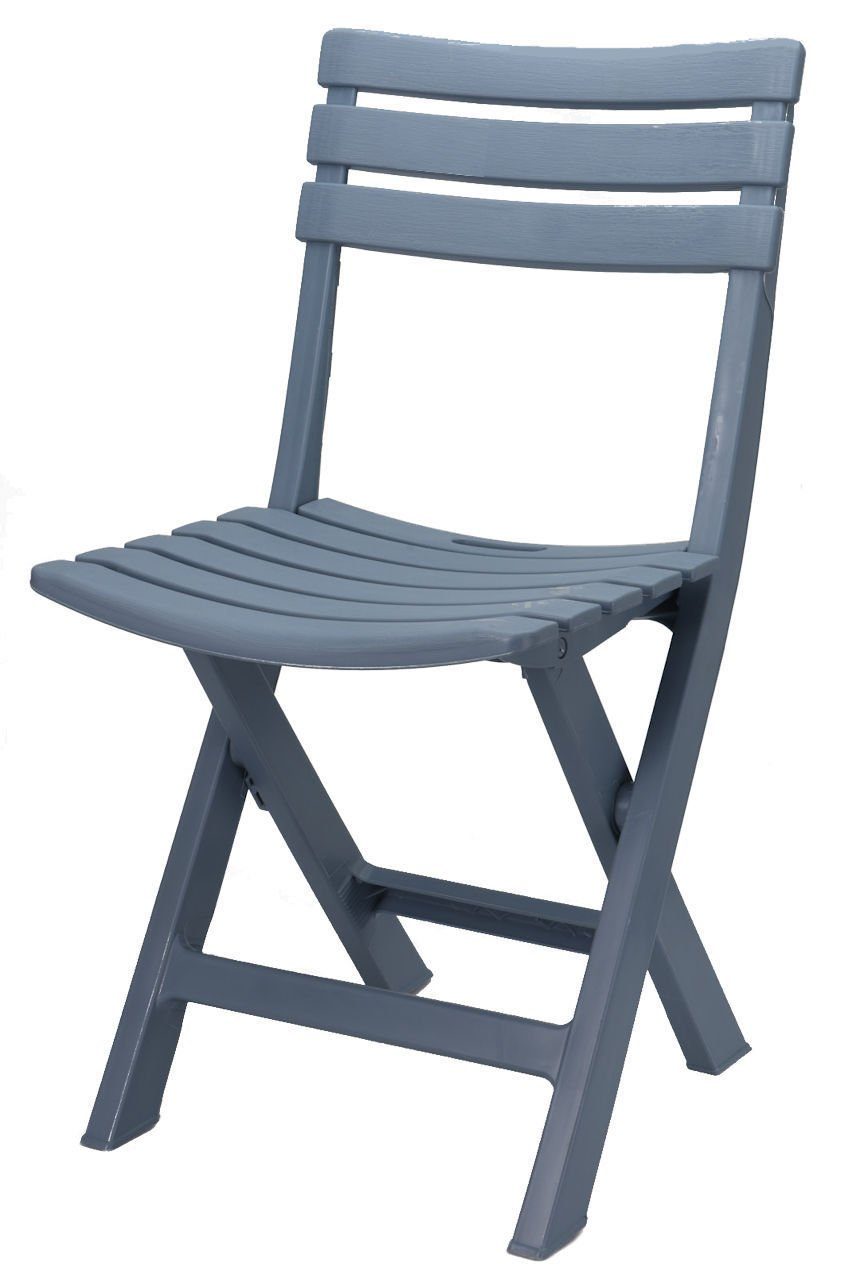 Klappstuhl Spetebo Klappstuhl blau/grau Kunststoff 1 Balkon Terrasse Klapp 45 Stuhl klappbar (Einteilig, 80 x blau - Garten cm St),