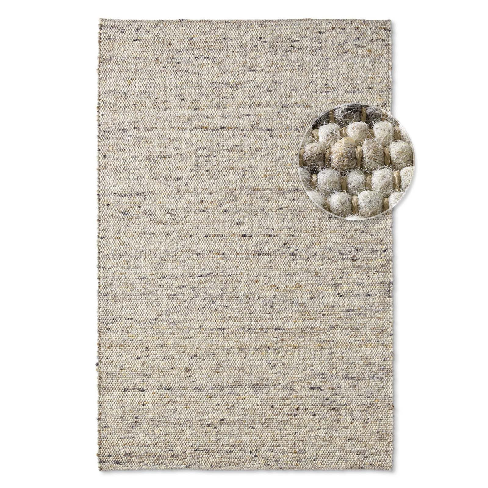 TaraCarpet Wollteppich TaraCarpet Limburg handgewebter Schurwollteppich aus gewalkter Wolle, rechteckig, Höhe: 8 mm, Handgewebt Teppich braun meliert Wohnzimmer Schlafzimmer 070x130 cm