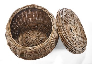 Kobolo Aufbewahrungskorb Wäschebehälter - Rattan - Stoffeinsatz und Deckel (1 St)