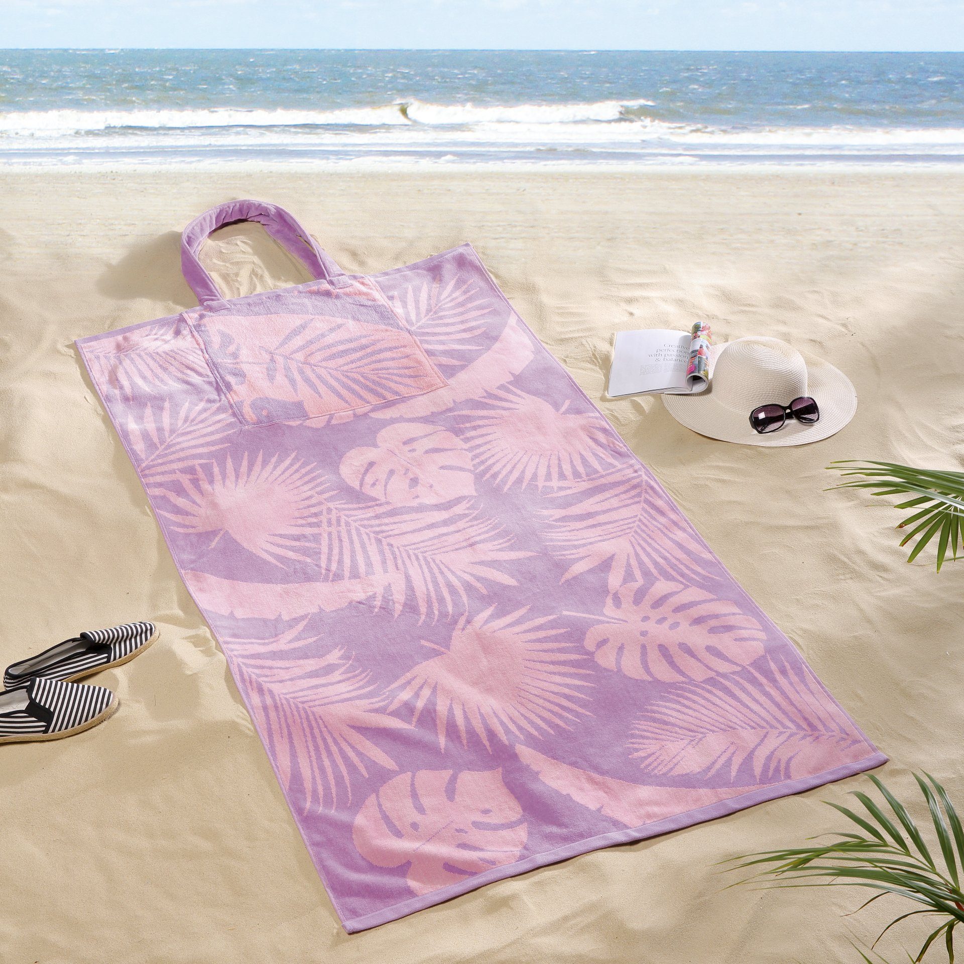 Delindo Lifestyle Strandtuch Strandtuch mit Schultertasche, günstig online kaufen