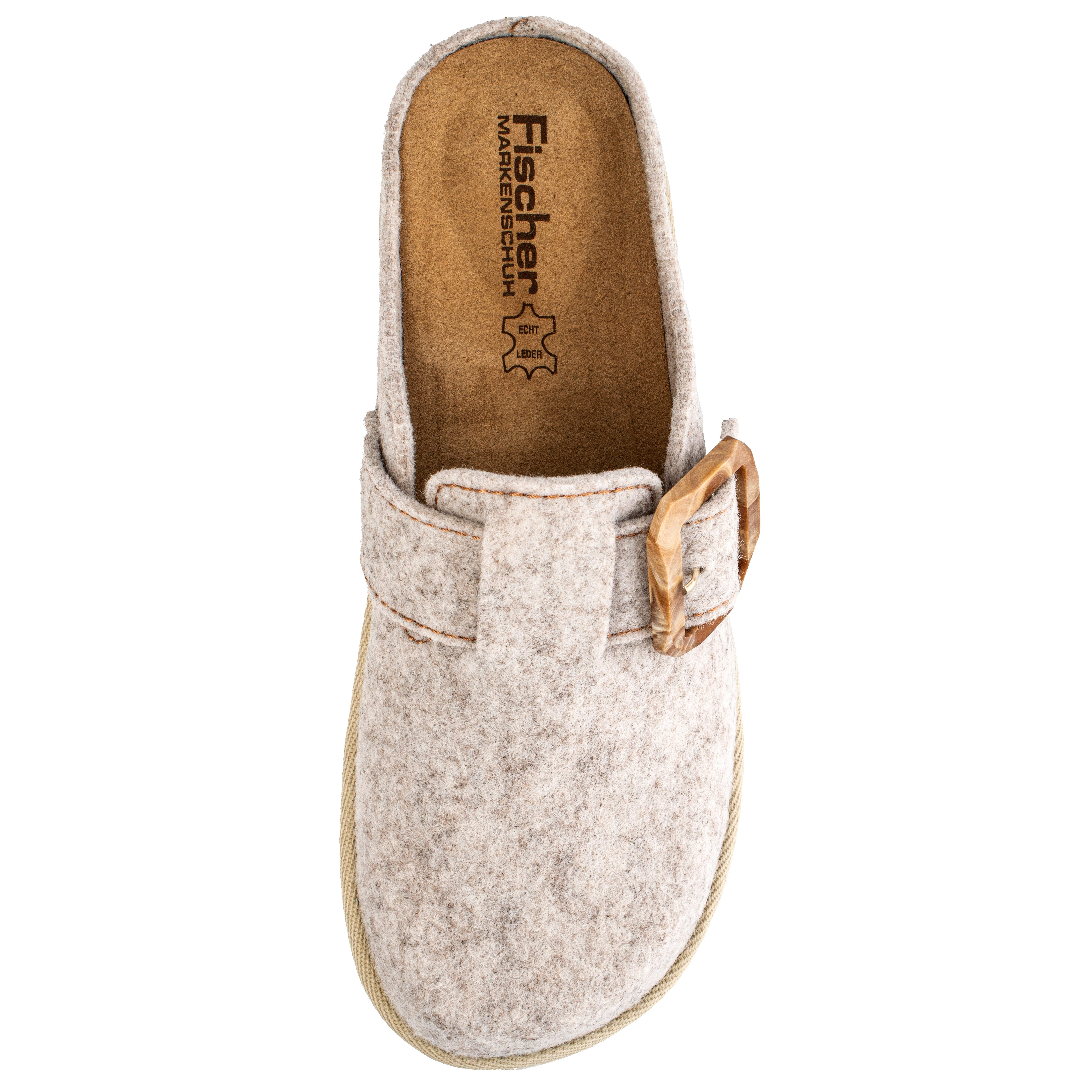 Fischer-Markenschuh Katrin Pantoffel aus recycletm PET Filz, Filzsohle herausnehmbar, Schnallenverschluss