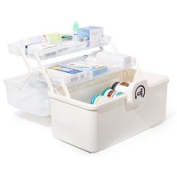 Zedelmaier Aufbewahrungsbox Medikamenten Aufbewahrung Medizinbox Apothekenbox HausapothekeBox Groß (STB106), Tragbar, Kindersicherung, 3 Treppenabteile