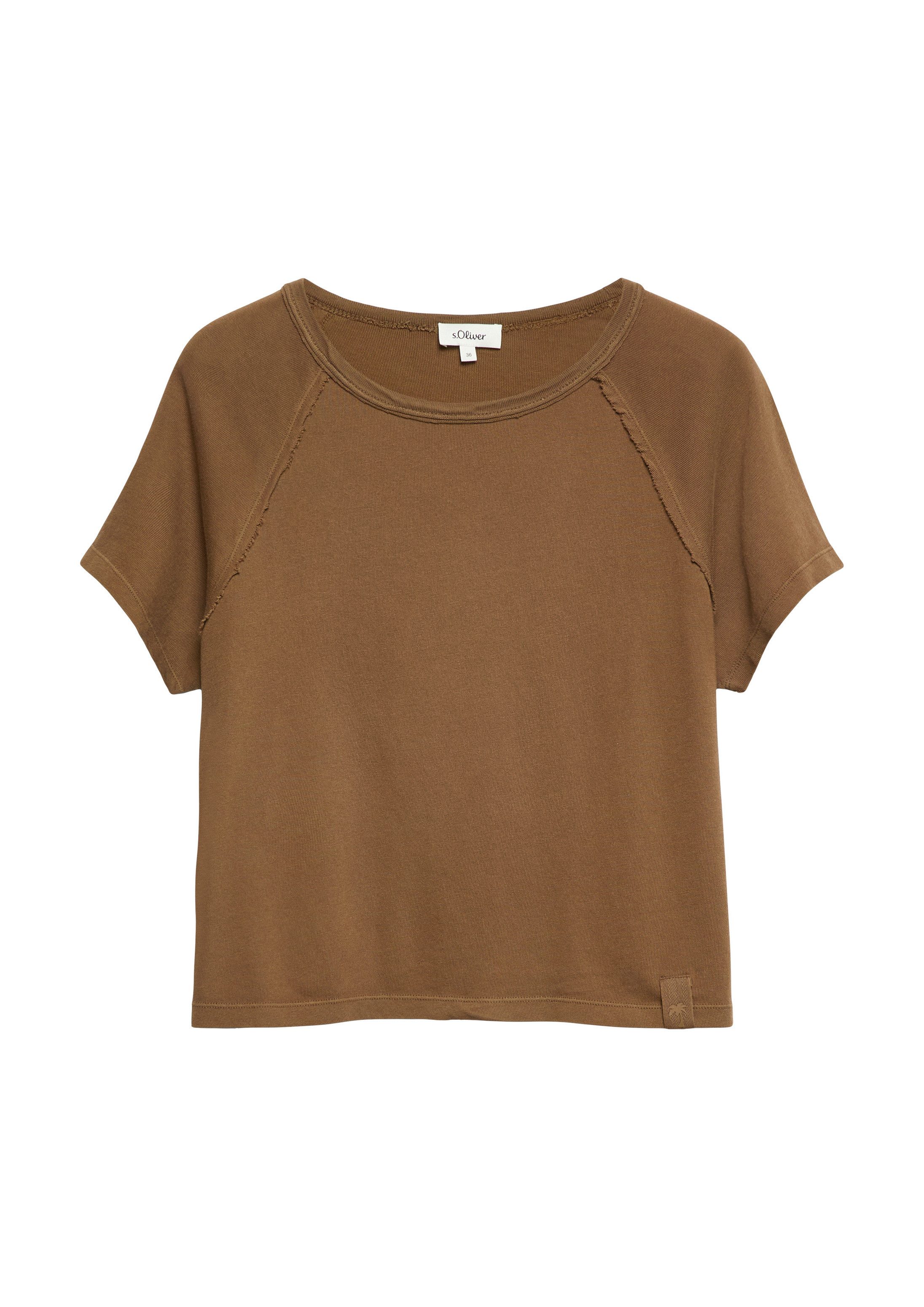 s.Oliver Kurzarmshirt T-Shirt T-Shirt mit Garment Dye und offenen Kanten
