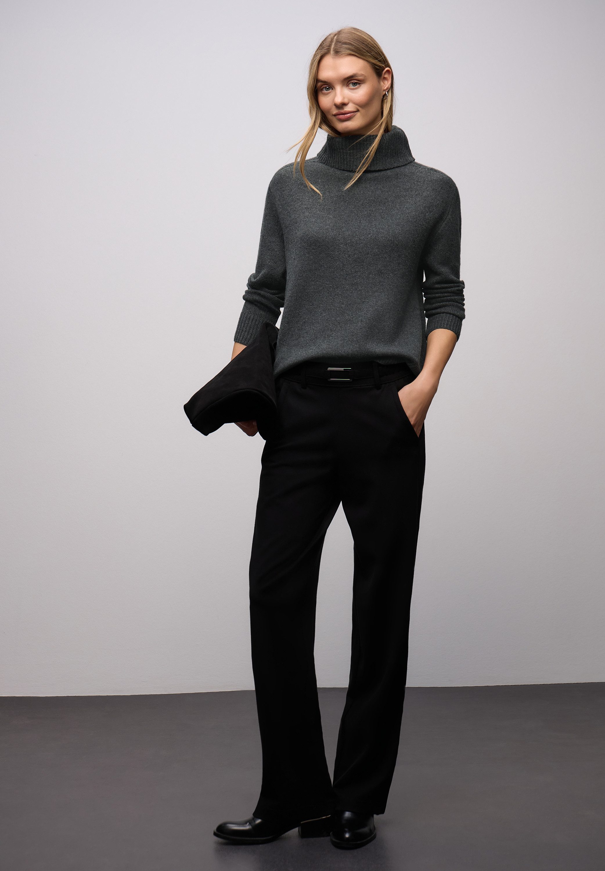 STREET ONE Rollkragenpullover mit feinem Strickmuster