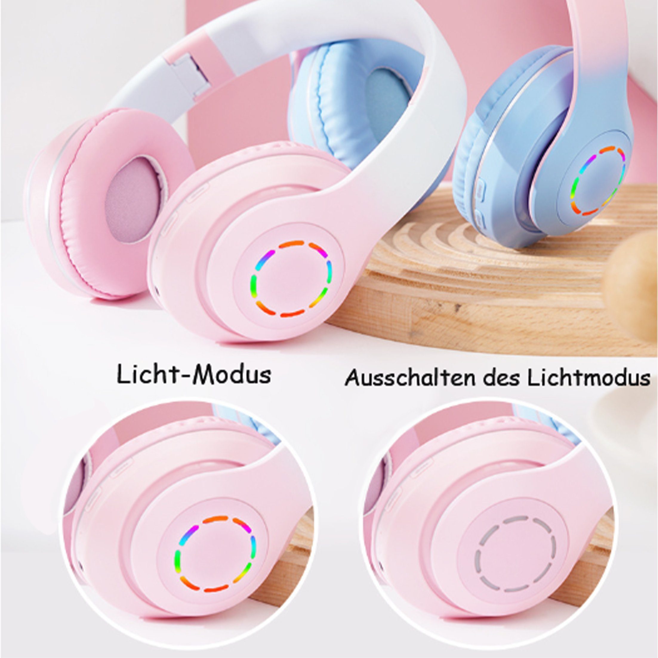 Kabelloses Funk-Kopfhörer Lila Farbverlauf Ear Diida Headset Kopfhörer,Bluetooth-Kopfhörer,Over