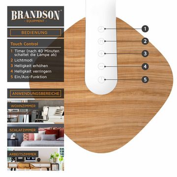 Brandson Schreibtischlampe, dimmbar; 5 Helligkeitsstufen; 3 Lichttemperaturen; Sensor Touch; Timer; LED, LED fest integriert, Tischlampe, Holz Optik, Büro Lesen Studieren, Tischleuchte Weiß