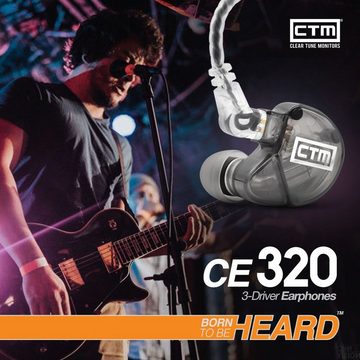 CTM Audio CE320 3-Weg InEar-Monitor Ohrhörer Grau In-Ear-Kopfhörer (Impendanz: 20Ohm, Übertragungsbereich: 20-16000Hz, Hoher Tragekomfort)