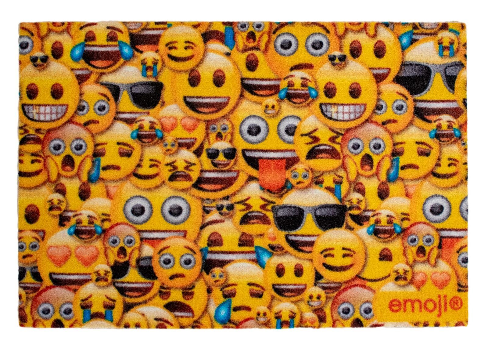 Fußmatte emoji- Allover Orange 60x40 cm, Rockbites, Rechteckig, Höhe: 3 mm