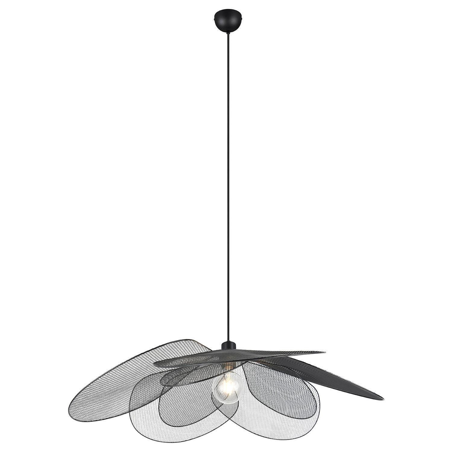 Reality Leuchten Pendelleuchte FLEURE, Schwarz, Metall, Höhenverstellbar, ohne Leuchtmittel, Ø 87 x H 150 cm