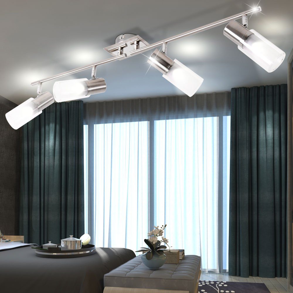 LED Deckenleuchte, Leuchtmittel nicht inklusive, Design Decken Leuchte Büro  Licht Schiene bewegliche Glas Spot Leiste o804544