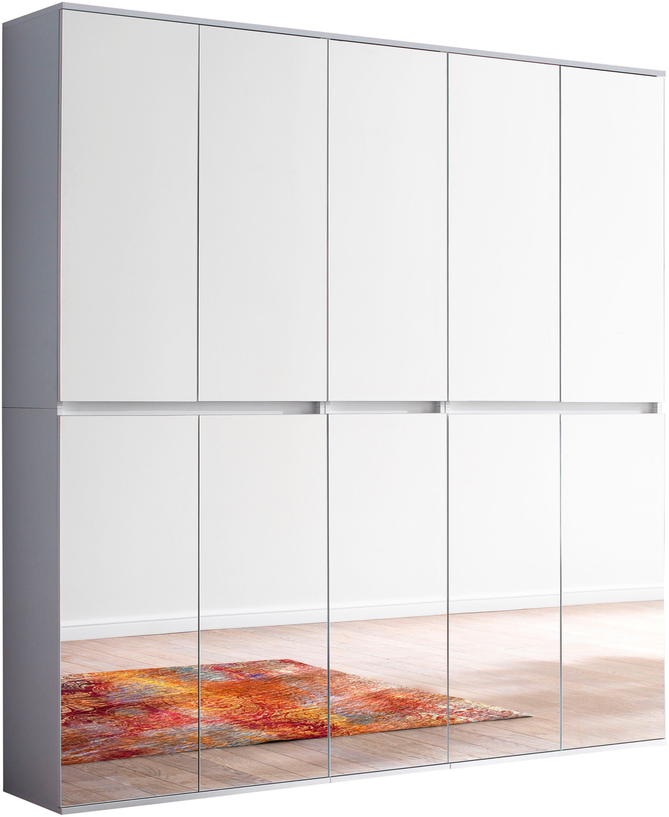 Home affaire Garderoben-Set Malcesine, (3-St), 3 Mehrzweckschränke mit Spiegelglasfronten - (B/T/H) 185/34/191 cm