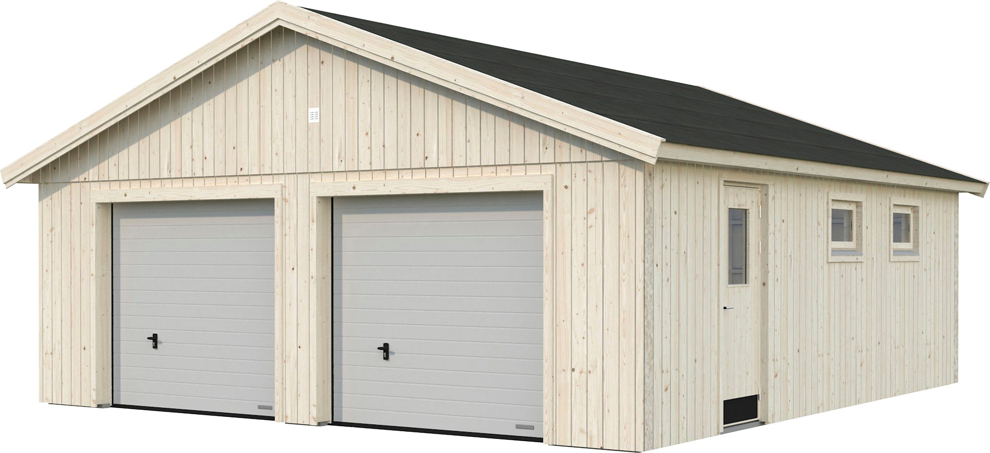 Palmako Garage Andre, BxTxH: 712x785x325 cm, mit Sektionaltor, natur | Garagen