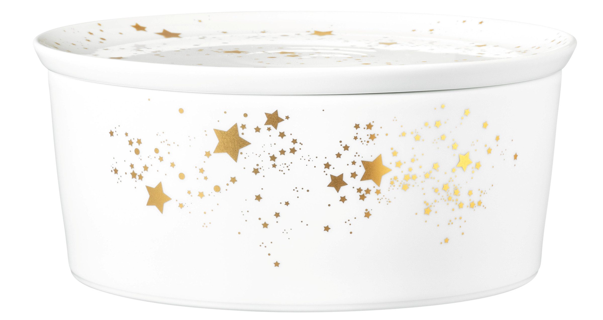 Seltmann Weiden Servierschale Liberty - Golden Stars, Porzellan, (1-tlg), Schale rund, mit Deckel, 21 x 9 cm