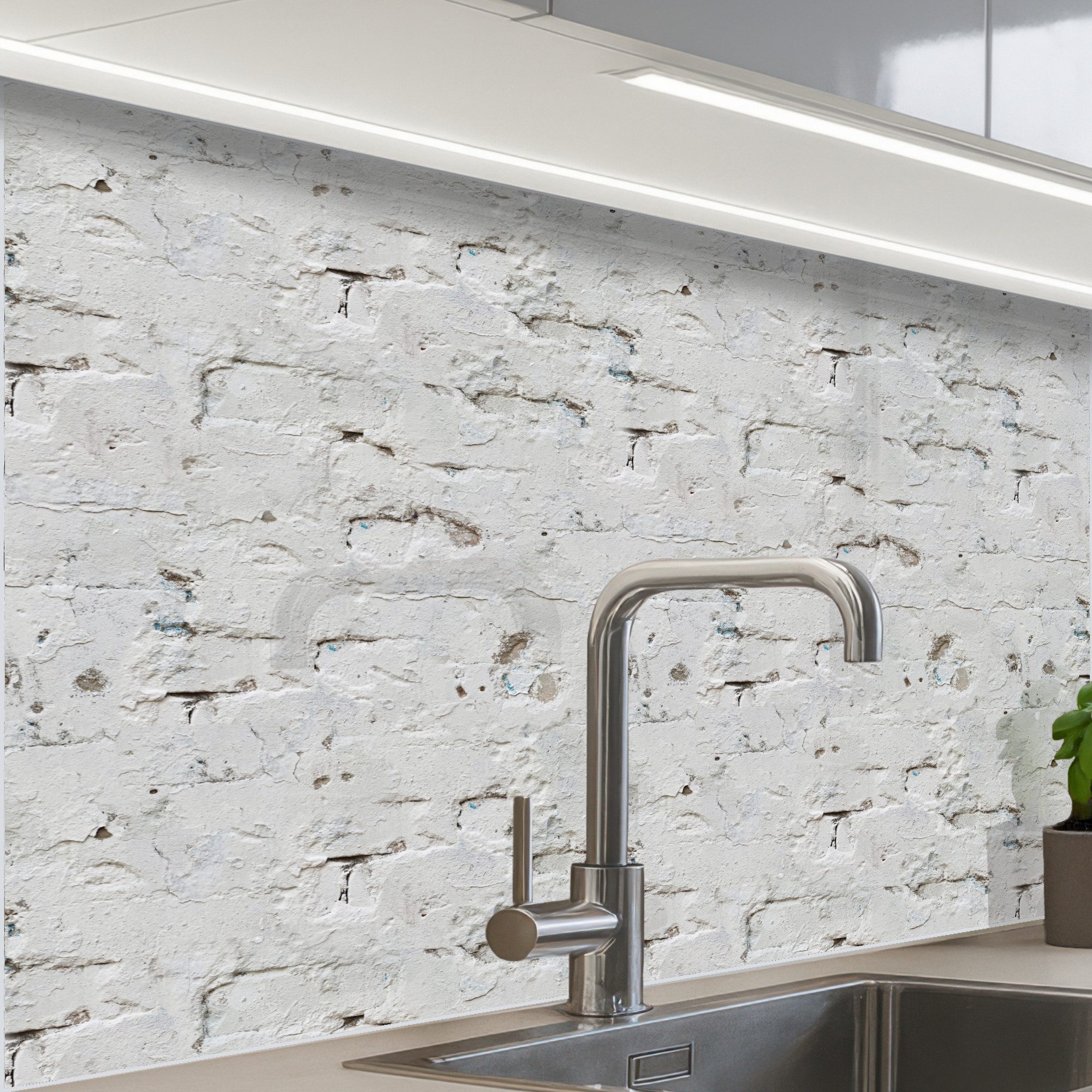KitchenYeah Küchenrückwand Muster selbstklebend (keine Folie) Abgenutzt - Putz - Risse, (1-tlg), Spritzschutz, Küche, Rückwand, Küchenwand, Küchenfront, 30x20 cm