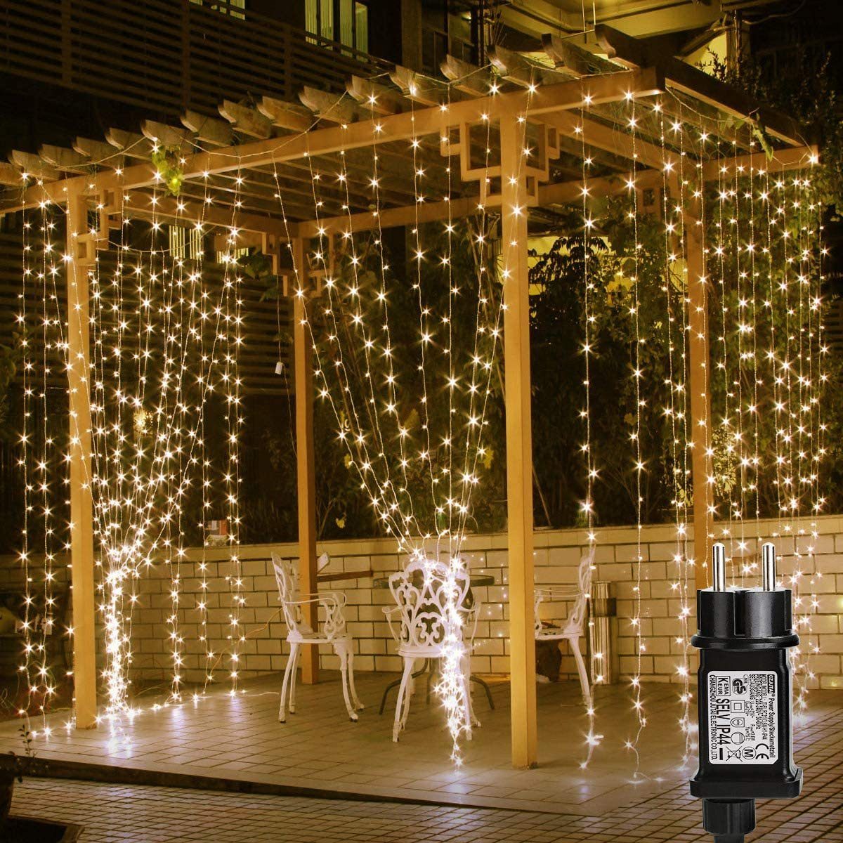 Nettlife LED-Lichterkette 3m x 3m 306 LEDs 8 Modi für Partydekoration  Weihnachten Hochzeit, 306-flammig