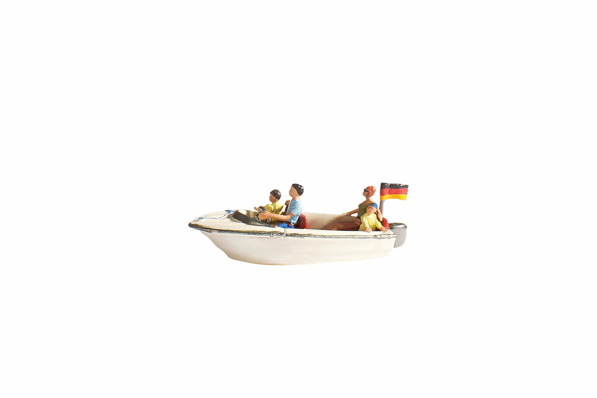 NOCH Modelleisenbahn-Straße Handkoloriertes Motorboot Modellboot mit 4 Figuren