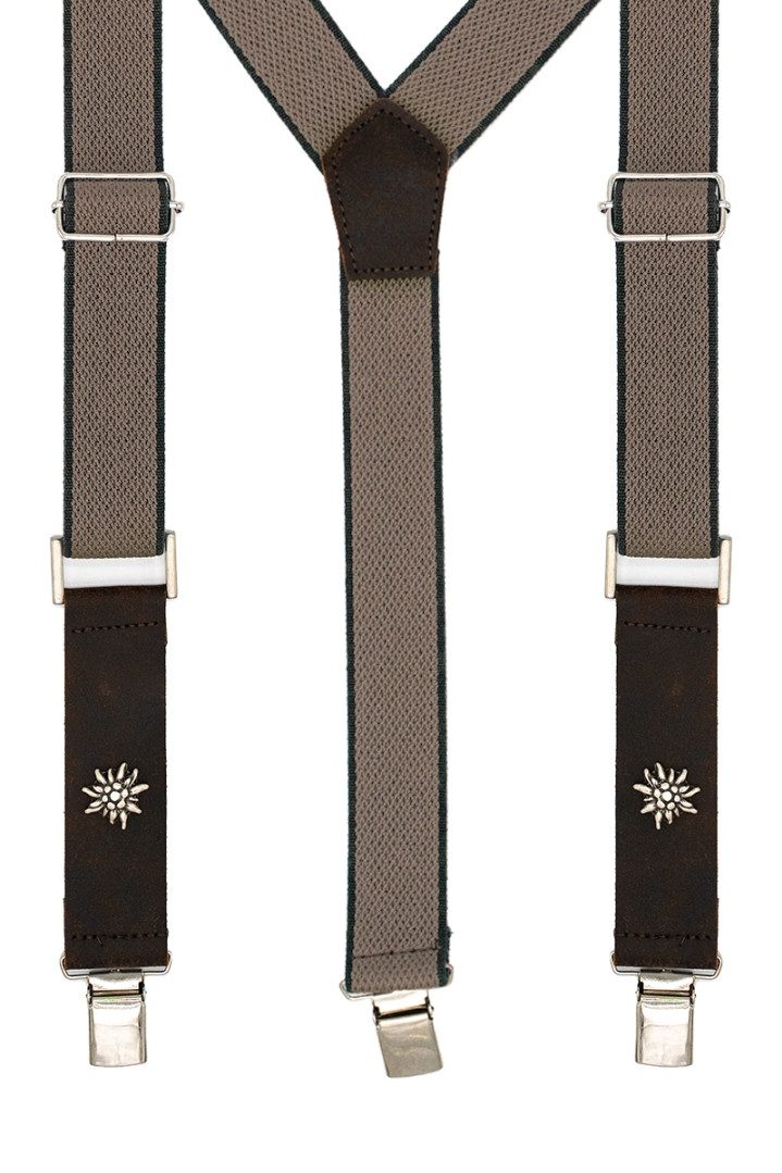 CASSANDRA Trachtenlederhose Trachten Hosenträger - EDELWEIß - beige
