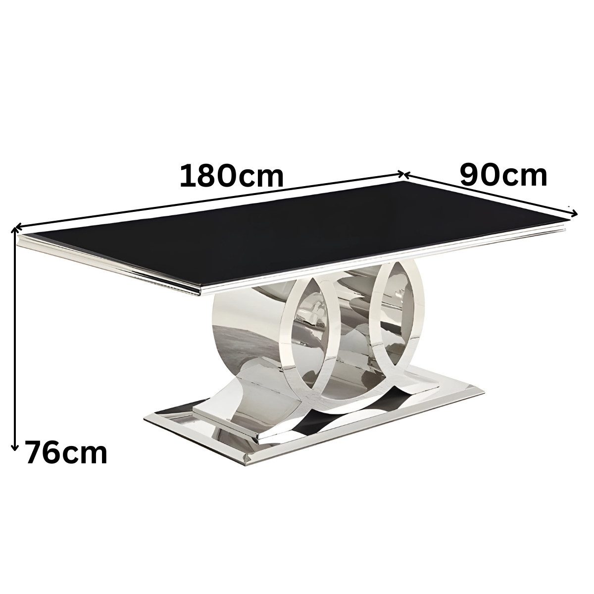 alesvelt Esstisch Napoli mit einzigartigem Design 180cm Glas rechteckig (1-Tisch), 180x90x76 cm
