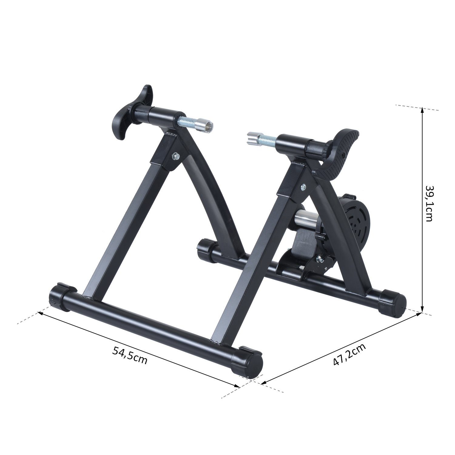 HOMCOM Heimtrainer Rennrad, faltbar Magnetbremse 26"-28"/700C (Fahrrad, 1-tlg., Rollentrainer), für Trainingsraum, Schwarz