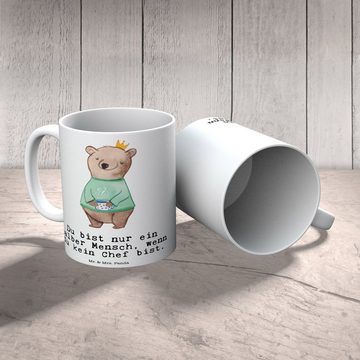 Mr. & Mrs. Panda Tasse Chef Herz - Weiß - Geschenk, Unternehmensinhaber, Becher, Tasse Sprüc, Keramik, Einzigartiges Botschaft